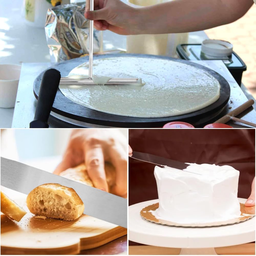 2 Stück Crepes Verteiler Spatel, Edelstahl Teigverteiler Crepe Spatel, Crepes Verteiler und Wender S