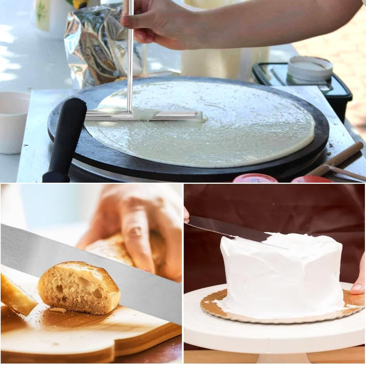 2 Stück Crepes Verteiler Spatel, Edelstahl Teigverteiler Crepe Spatel, Crepes Verteiler und Wender S