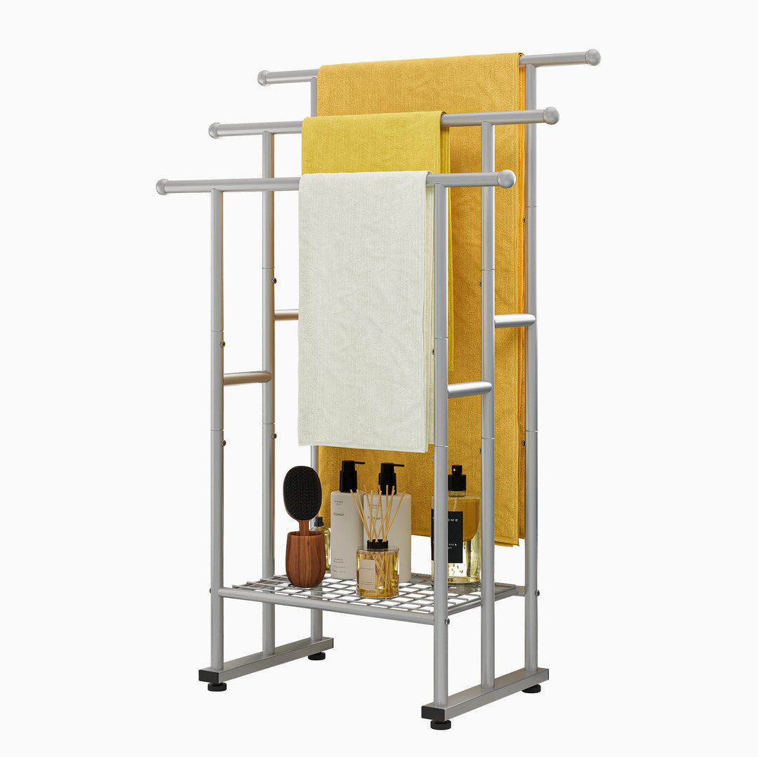 Handtuchhalter, Handtuchständer, Handtuchleiter stehend mit 3 Handtuchstangen, für Badetücher, Decke
