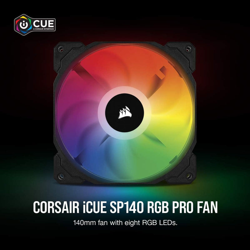 Corsair iCUE SP140 RGB PRO, RGB-LED, geräuscharm, hoher Luftstrom, Gehäuselüfter (Einzelpack), 140 m