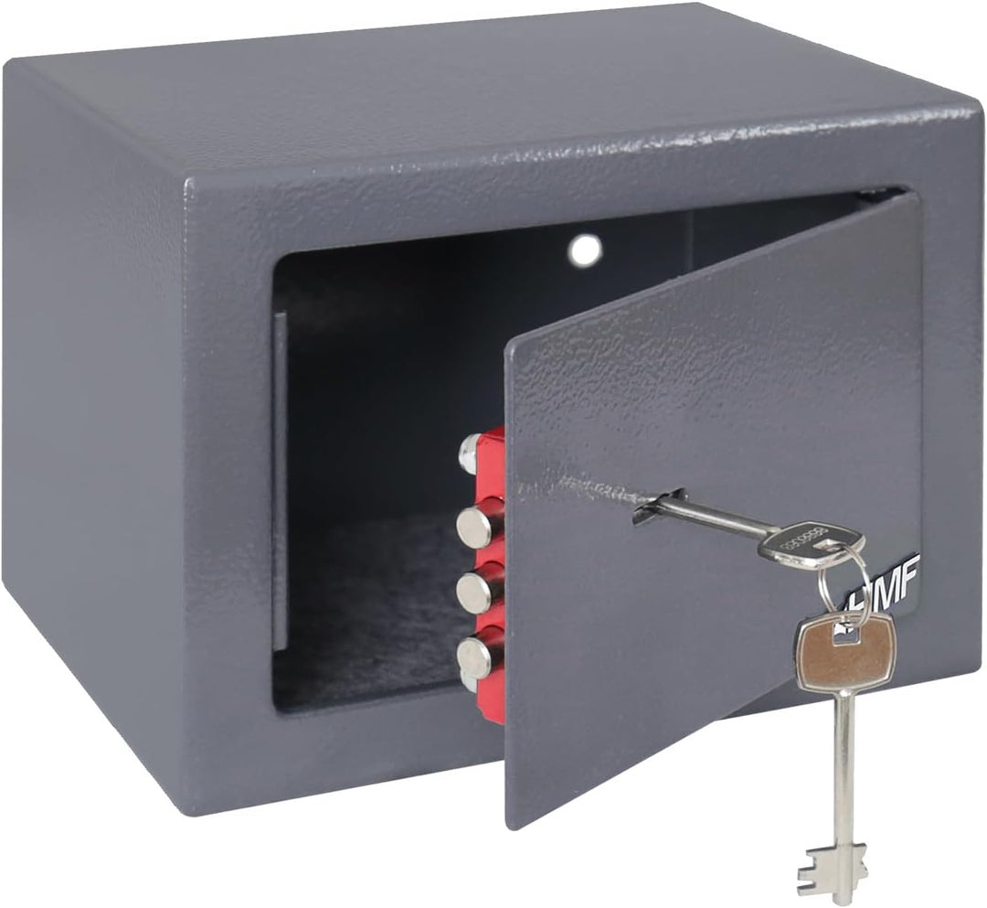 HMF 49216-11 Safe Tresor klein mit Schlüssel, Möbeltresor | 23 x 17 x 17 cm | Anthrazit, Anthrazit