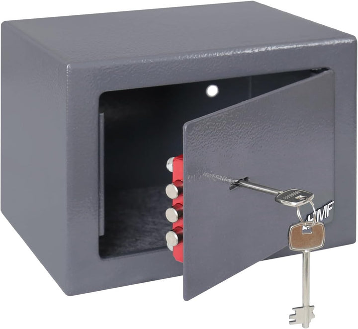 HMF 49216-11 Safe Tresor klein mit Schlüssel, Möbeltresor | 23 x 17 x 17 cm | Anthrazit, Anthrazit