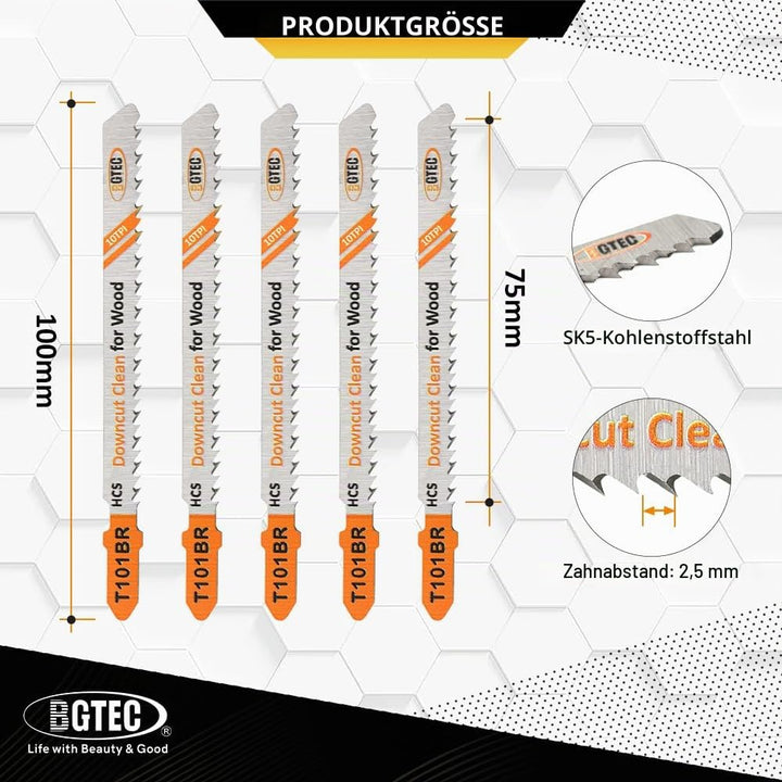 BGTEC 20PCS T-Schaft Stichsägeblätter Set HCS(SK5) Stichsägeblätter für Holz, Kunststoff schneiden(T