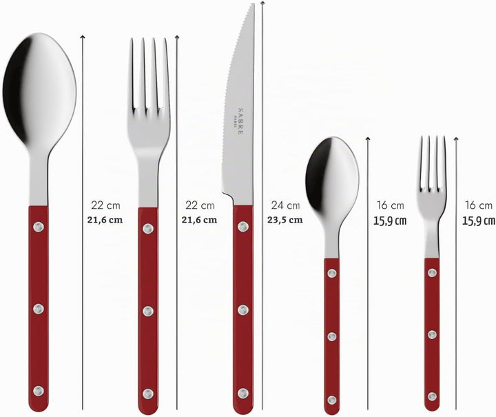 SABRE PARIS - Tafelbesteck, 5-teilig - Bistrot - Messer, Gabel, Esslöffel, Teelöffel &amp; Kuchengabel -
