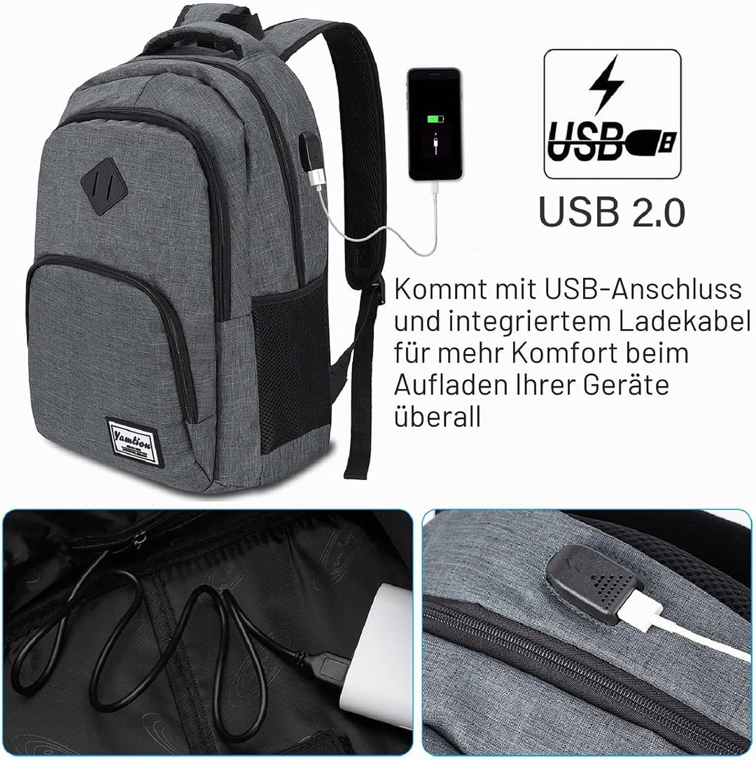 YAMTION 17.3 Zoll Laptop Rucksack Rucksack Schule Schulrazen Uni Schulrucksack Arbeit Rucksack (B6-D