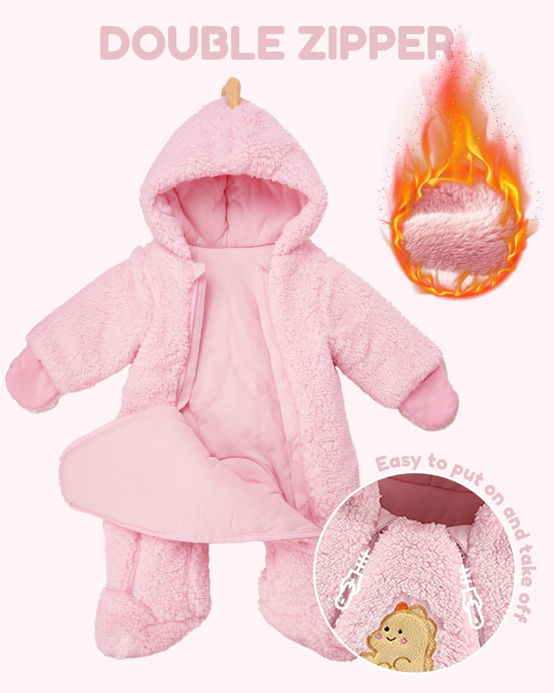 JiAmy Baby Winter Overall Mit Kapuze Schneeanzüge Outfits Fleece Bär Strampler Jungen Mädchen Jumpsu