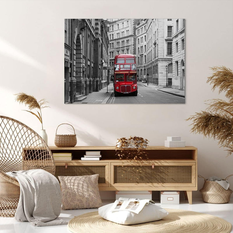 Bilder auf Leinwand 100x70cm Leinwandbild Bus england urlaub london Gross Wanddeko Bild Schlafzimmer