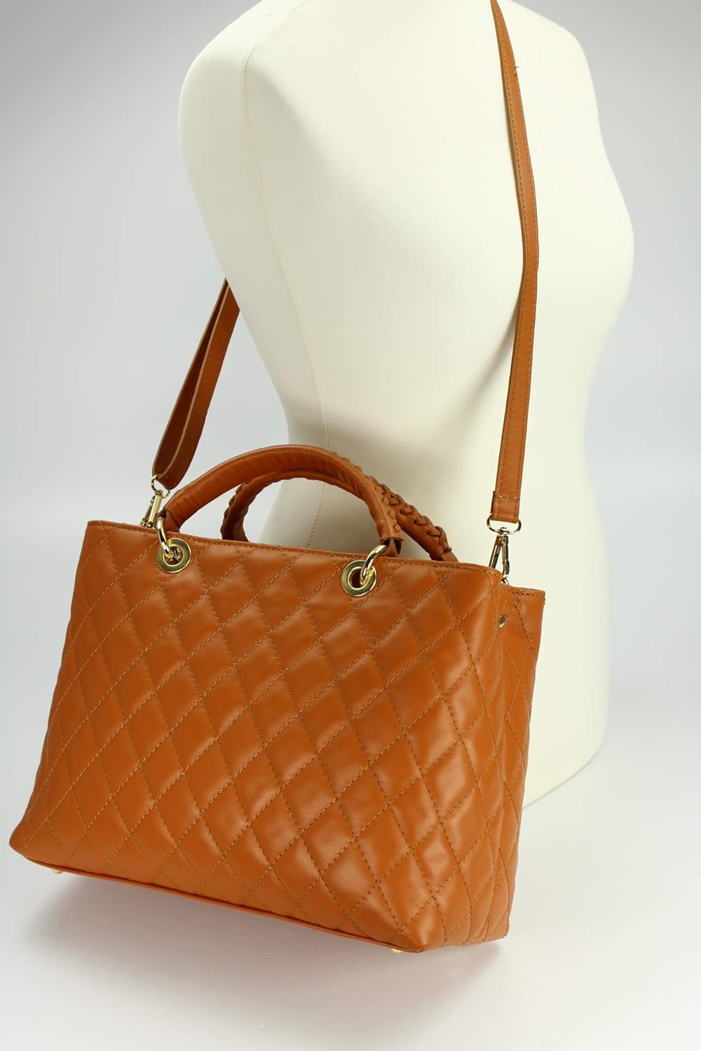 Belli edle italienische Echt Nappa Leder Damentasche Henkeltasche Umhängetasche gesteppt - 34x25x17