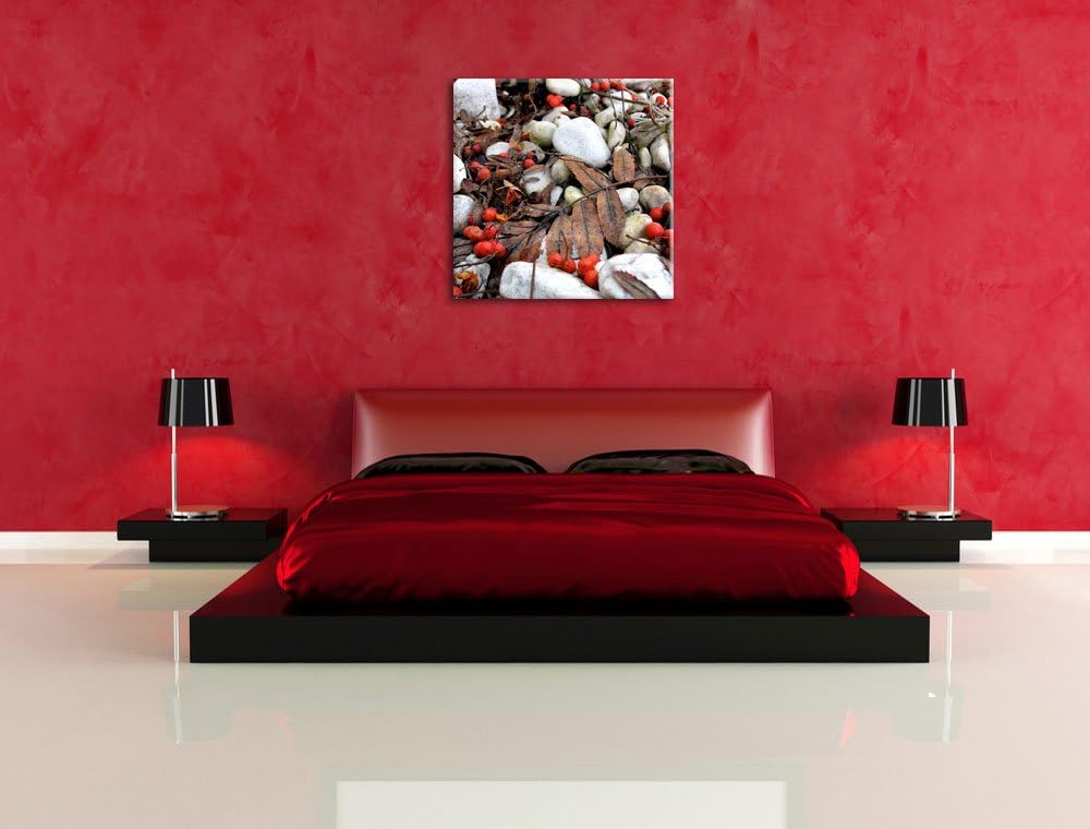 Pixxprint Herbst und Beeren als Leinwandbild Quadratisch| Grösse: 70x70 | Wandbild| Kunstdruck | fer