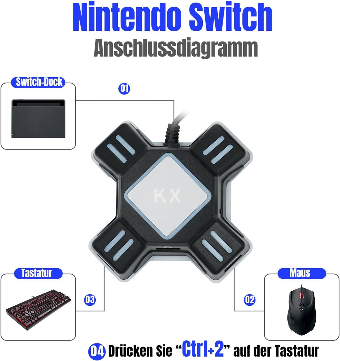 Mcbazel KX Tastatur Maus Konverter Adapter für NS Switch/Xbox One/PS4/PS3