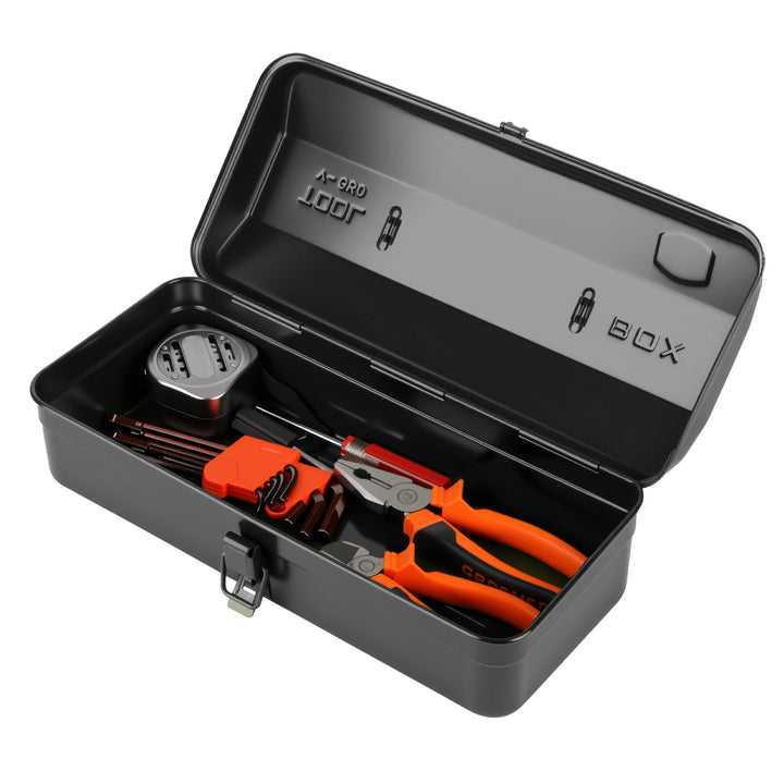 Werkzeugkiste Metall, Werkzeugkoffer Leer, 37x16x12cm Robust Langlebig Metall Werkzeugkasten mit Tra