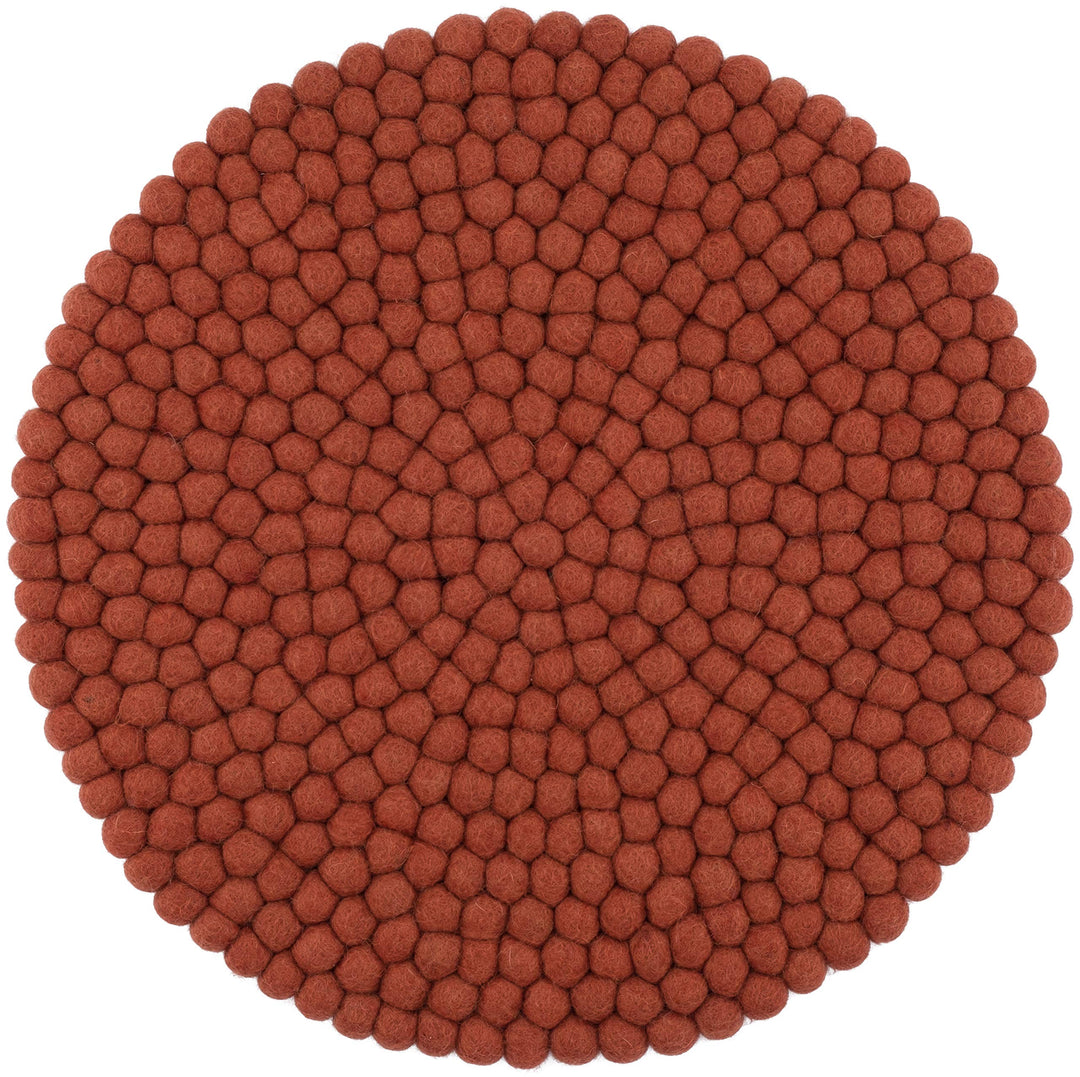 myfelt Filzkugel-Sitzauflage/Stuhlauflage - Lora - rund, 36 cm, Rostrot, Rostrot