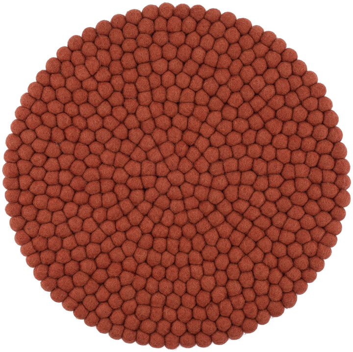 myfelt Filzkugel-Sitzauflage/Stuhlauflage - Lora - rund, 36 cm, Rostrot, Rostrot