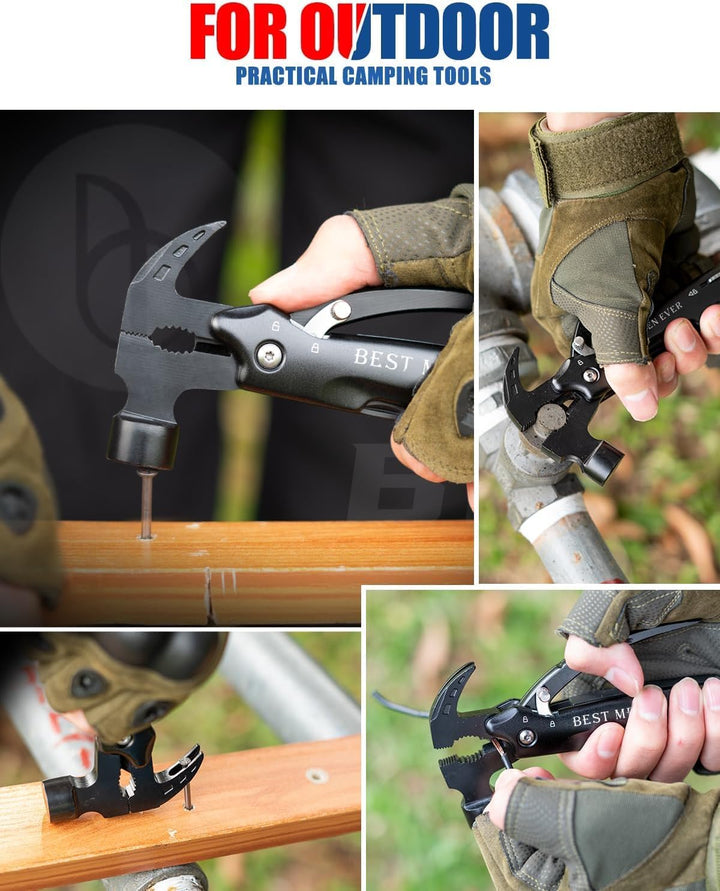 BIBURY Multitool Hammer für Manner, 12 in 1 Tools Ideengeschenk für Männer Papa Ehemann, Outdoor Cam