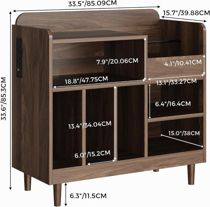 IRONCK Vinyl Plattenspieler Regal mit Ladestation, Schallplatten Aufbewahrung Schallplattenständer f