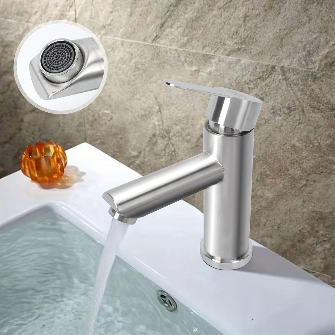Wasserhahn Bad Silber Waschtischarmatur Hoch Badarmatur Waschbecken Armaturen Edelstahl 304 Waschbec