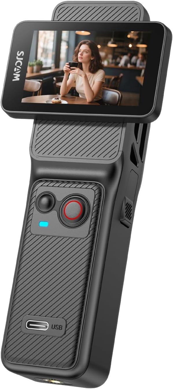 SJCAM C400 4K Action Cam Weiss 128GB,Vlogging-Kamera mit Dual-Touchscreen,7h Akku, 6-Achsen Bildstab