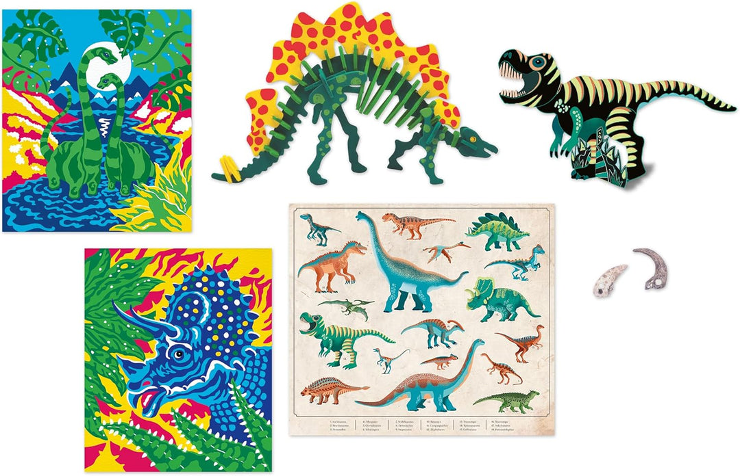 Janod - Dino-Forscher - Entdecker-Koffer - Kreativset - 6 Verschiedene Aktivitäten - Basteln für Kin