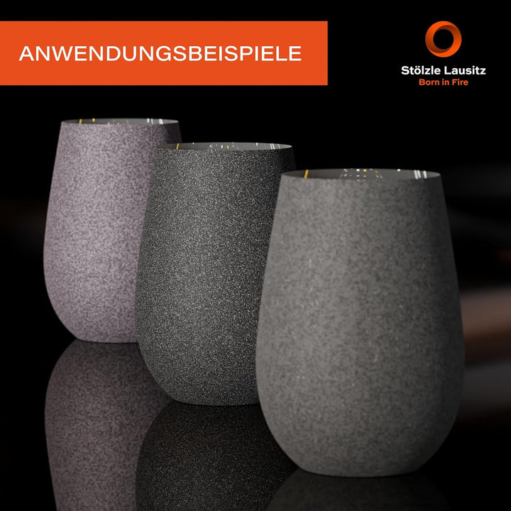 Stölzle Lausitz Longdrinkbecher Stones Basalt / 6er Set Trinkgläser/Cocktailgläser/hochwertiges Long