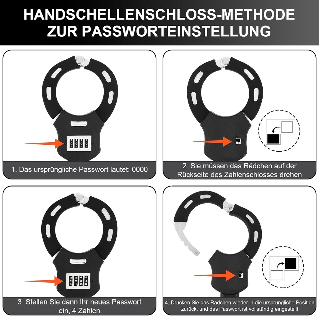 E Scooter Schloss, Schloss für E Scooter mit Tragbaren 3L Wasserdicht Aufhängetasche, Handschellensc