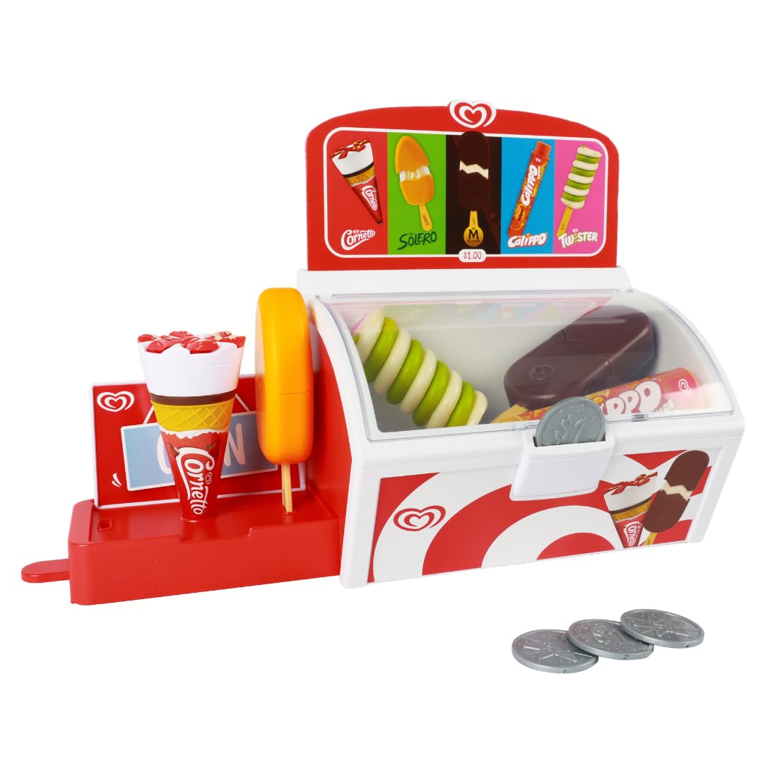 Authentische Langnese Spielzeug-Eistruhe von Casdon | Laden-Spielset für Kinder ab 2 Jahren | Mit au