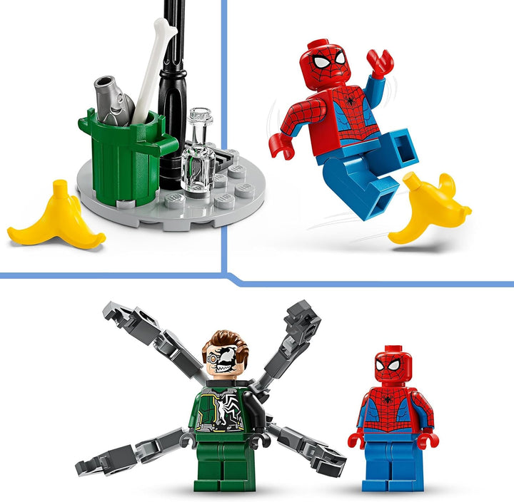 LEGO Marvel Motorrad-Verfolgungsjagd: Spider-Man vs. Doc Ock, Superhelden-Spielzeug für Kinder mit F