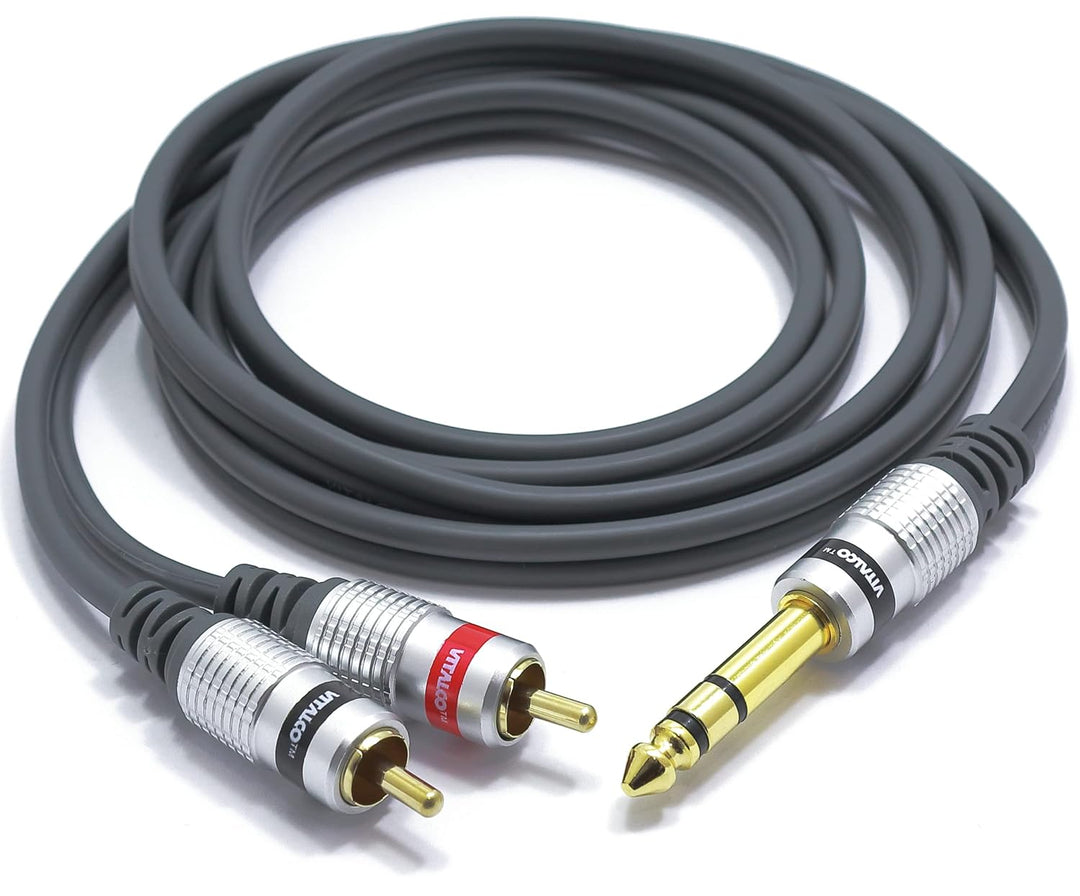 6.3mm Stereo Klinke auf Cinch Kabel 5m 2x Male Cinch Stecker zu Stereo Grosse Klinke Audio Adapter M