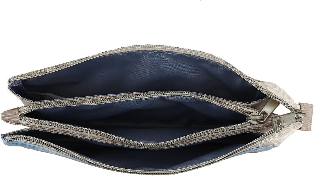 Depesche 13342 Miss Melody Poppy Sand - Schlampertasche in Beige, mit Pferde Motiv und Mohnblumen, F