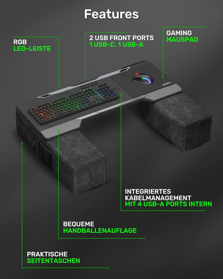 Couchmaster® CYCON² Fusion Grey, Couch Gaming Auflage für Maus & Tastatur (für PC, PS4/5, Xbox One/S