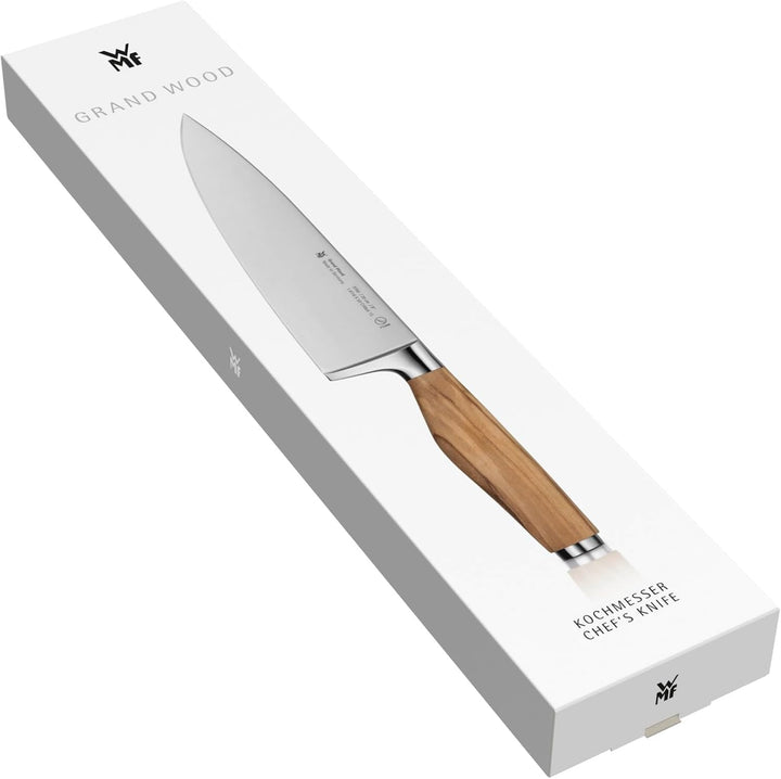 WMF Grand Wood Kochmesser 33,8 cm, Messer Holzgriff, Made in Germany, Olivenholzgriff, Messer geschm