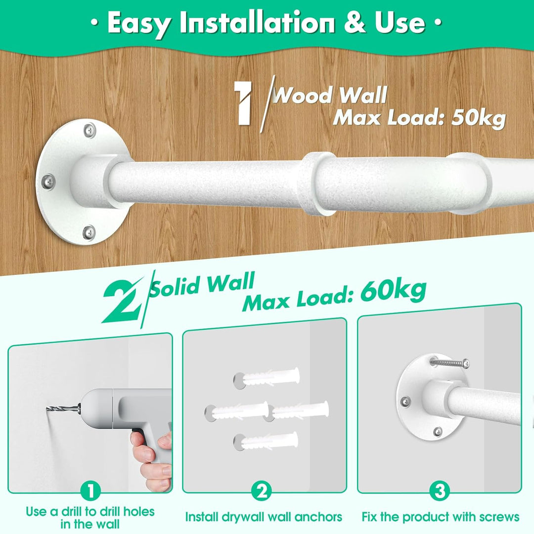 Kleiderstange für die Wand, 119cm Industrierohr Kleiderstangen,Kleiderständer Wandmontage, Industria