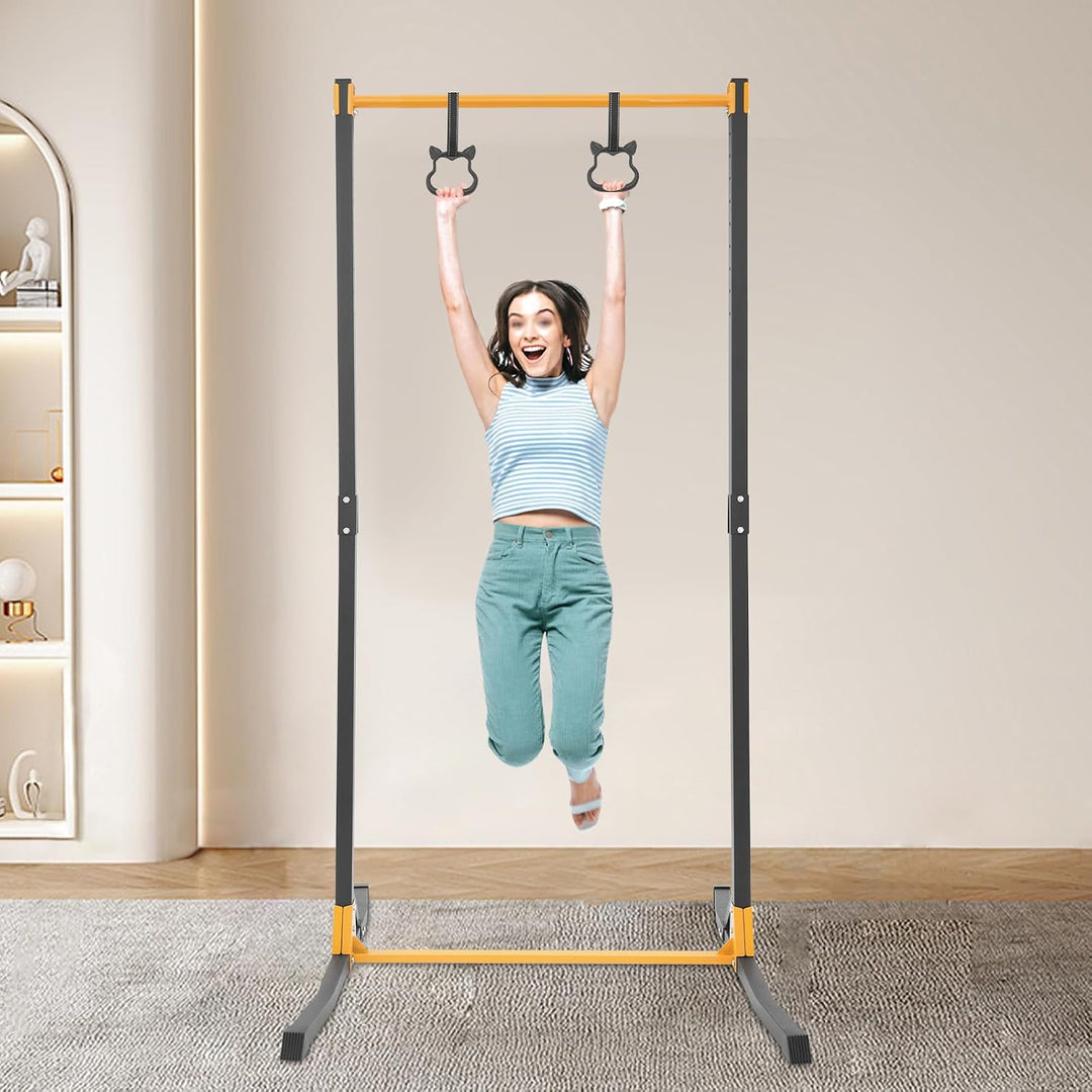 Klimmzugstange Freistehend, Reckstange Klimmzugstange Turnstange, Pull up Bar mit Ringe, 11 Stufen E