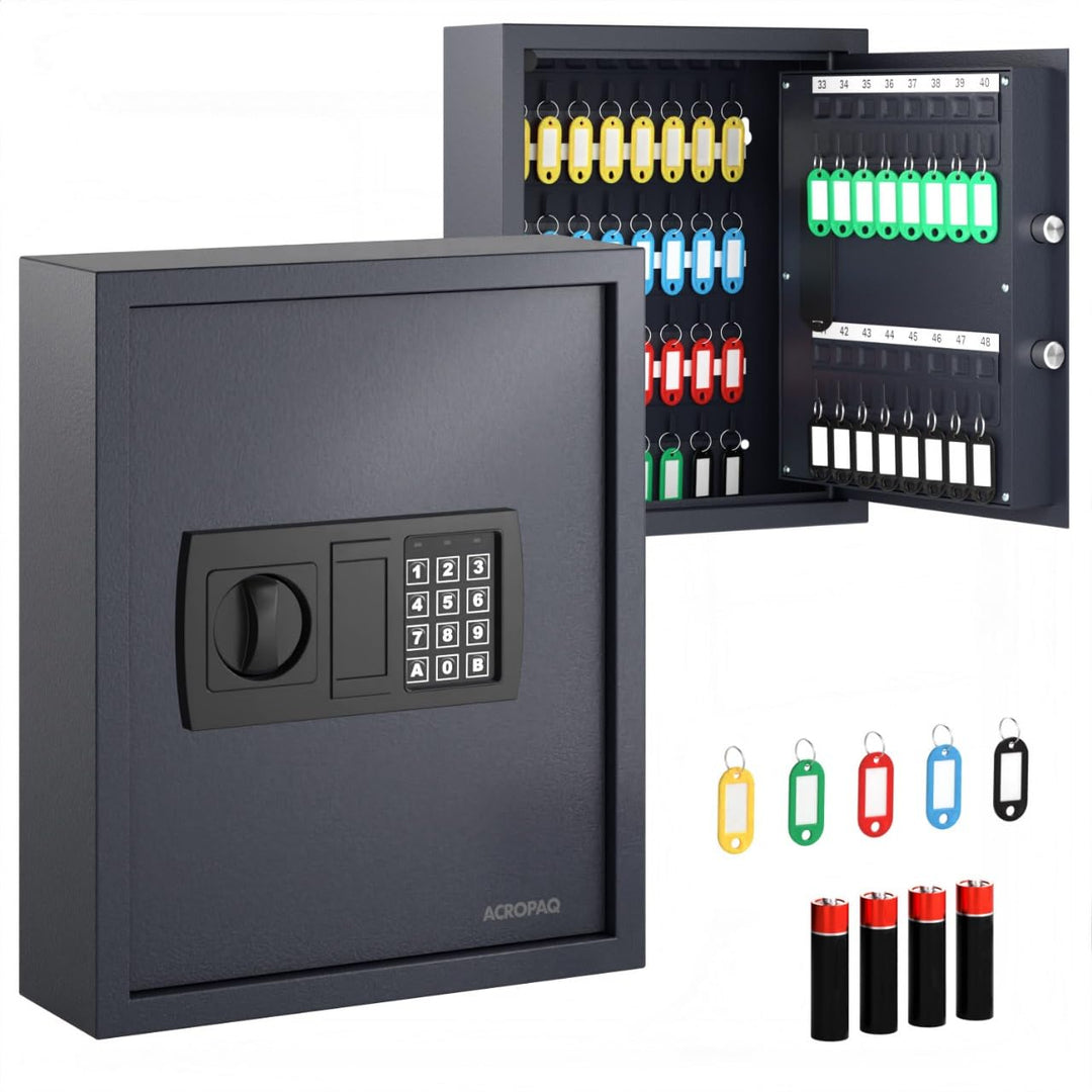 ACROPAQ Schlüsselschrank mit Zahlencode - Für bis zu 48 Schlüssel, Inkl. 48 Anhänger, Mit elektronis