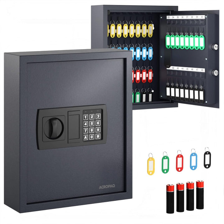 ACROPAQ Schlüsselschrank mit Zahlencode - Für bis zu 48 Schlüssel, Inkl. 48 Anhänger, Mit elektronis