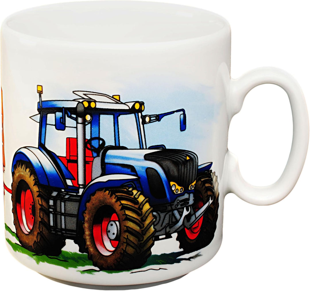alles-meine.de GmbH 2 TLG. Set grosser Teller/Kinderteller + Henkeltasse - Traktor - Trecker mit Anh