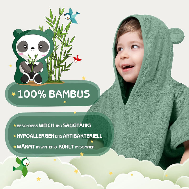 Fuchs&Panda® Badeponcho Kinder EXTRA warm, weich & kuschelig (100% Bambus) | Badeponcho Baby | Handt
