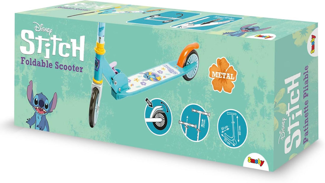 Smoby - Stitch 2-Rad-Scooter, klappbar - Verstellbarer Lenker, rutschfeste Trittfläche, ergonomische