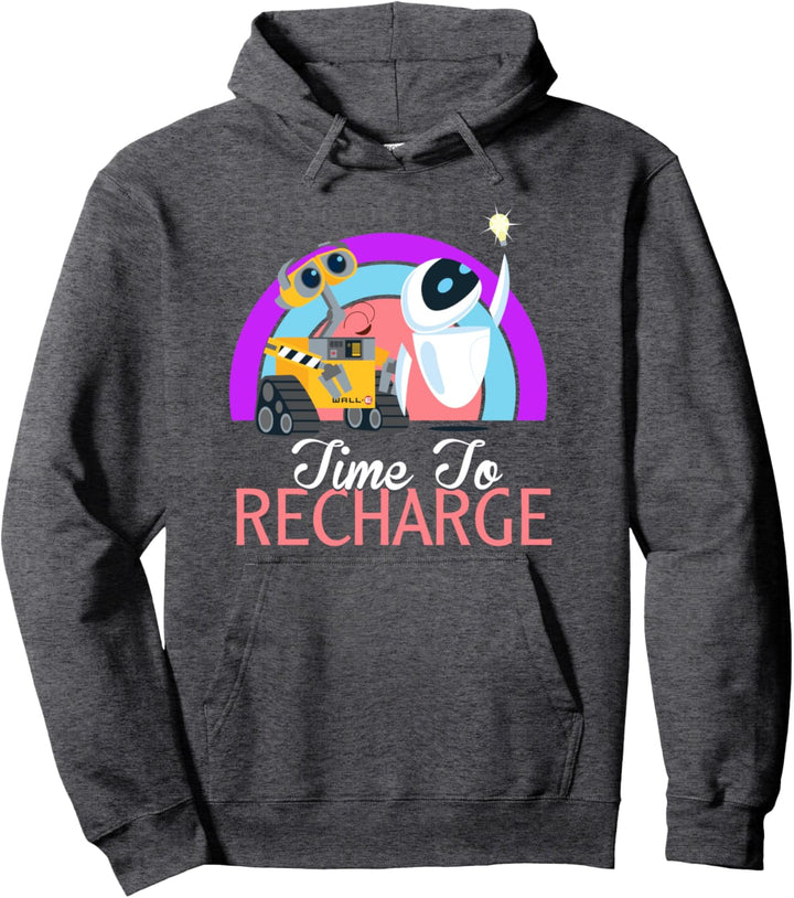 Disney Pixar Wall-E And Eve Time To Recharge Portrait Pullover Hoodie