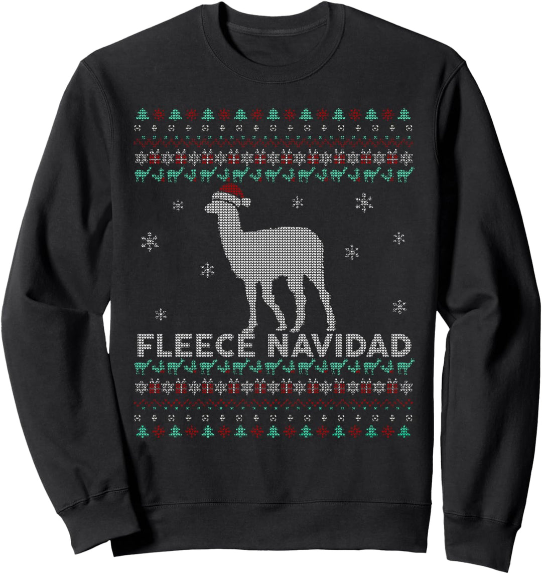 Fleece Navida T-Shirts -Ugly Sweater Alpaca Christmas Sweatshirt
