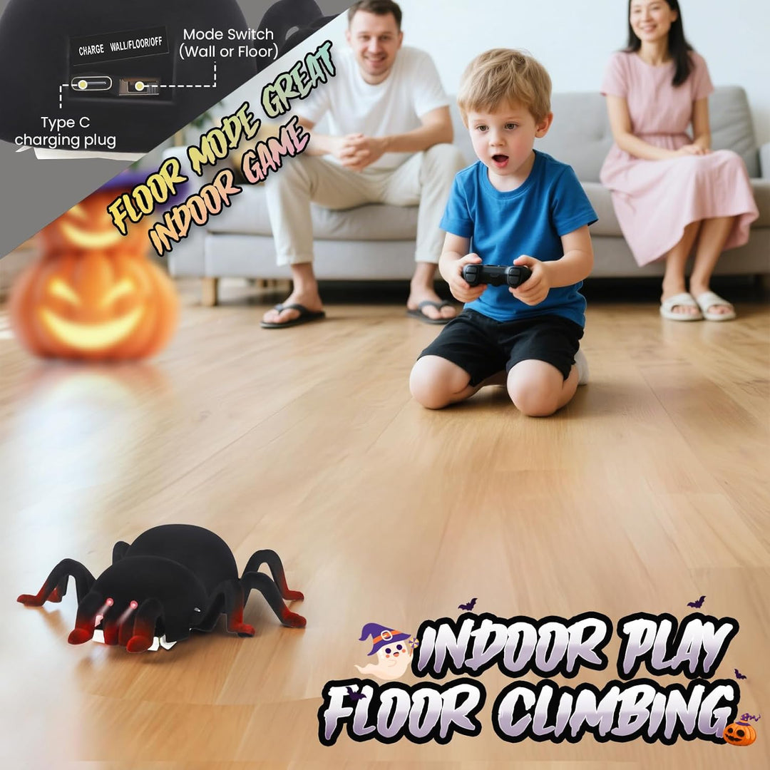 RC Spinne Ferngesteuert - Klettert an Wänden & Decken Wiederaufladbar mit LED-Augen - Roboter-Spinne