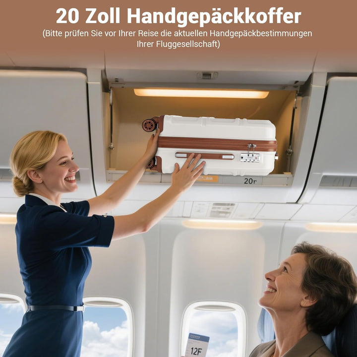 KONO Koffer Trolley Reisekoffer M (55cm) Cremeweiss, M (55cm) Cremeweiß