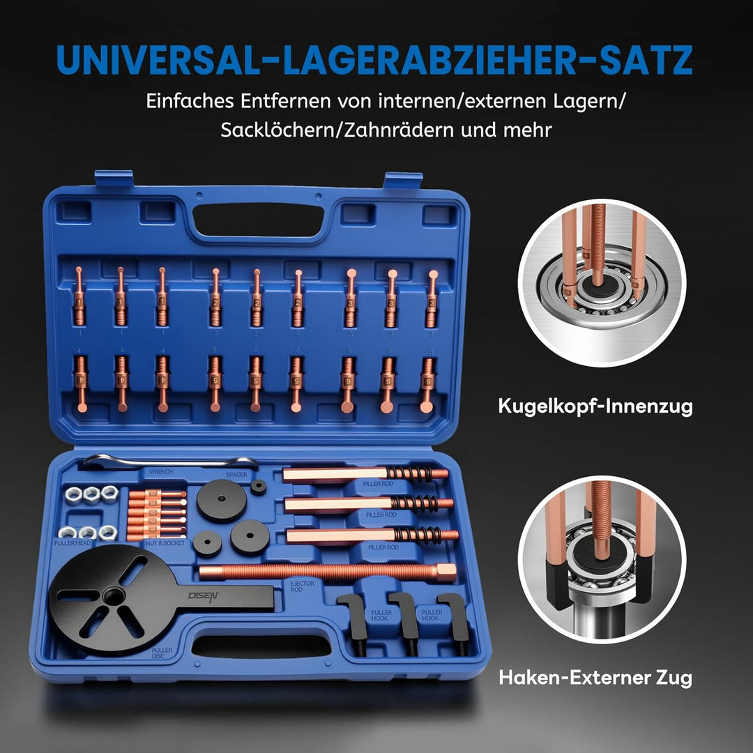 DISEN 36-in-1 Lagerabzieher Set, Innenlager Abzieher Trennsatz, Radlager Werkzeug, Lagerabzieher Inn