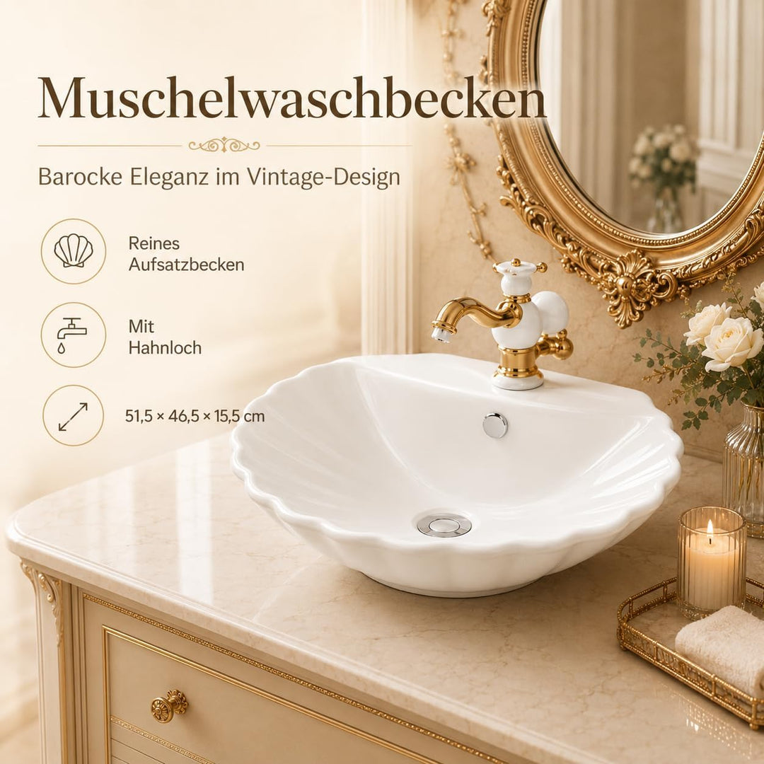 NEG Waschbecken Uno38A (Muschel-Form/oval) Aufsatz-Waschschale/Waschtisch (weiss) mit geschwungenem