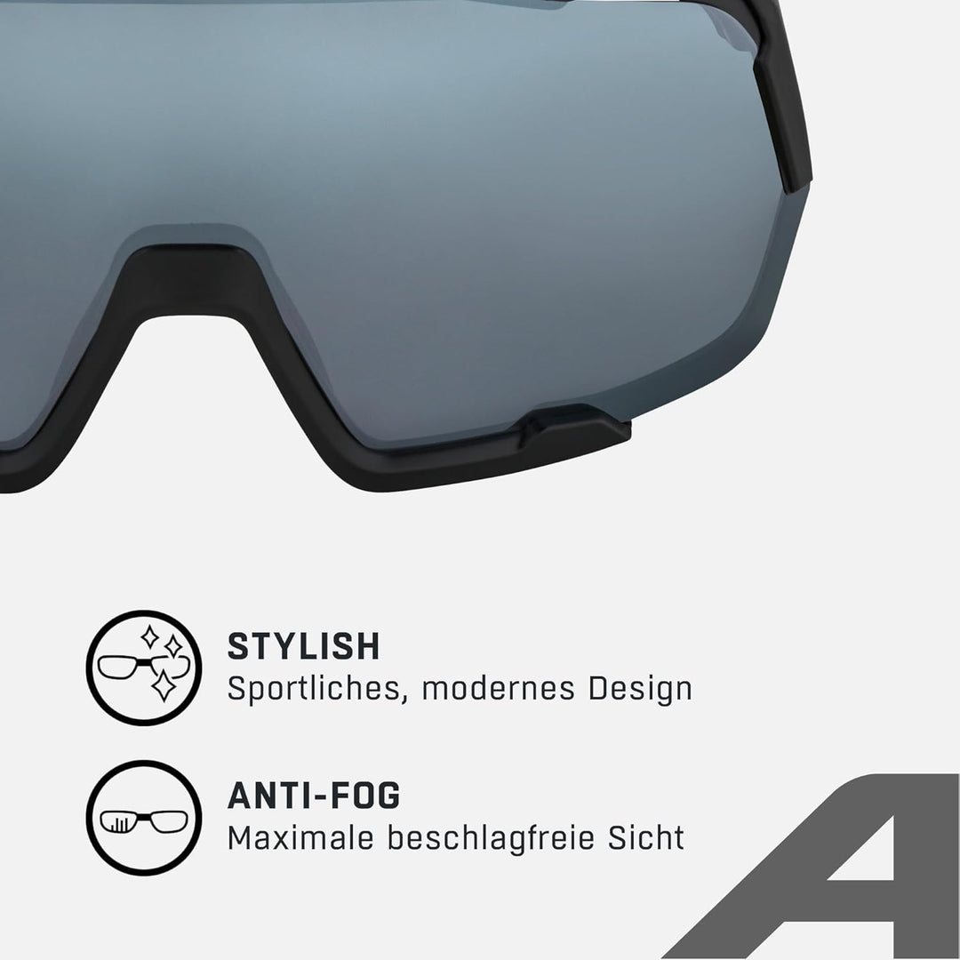ALPINA ROCKET BOLD - Wasserabweisende und Beschlagfreie Sport- & Fahrradbrille Mit 100% UV-Schutz Fü