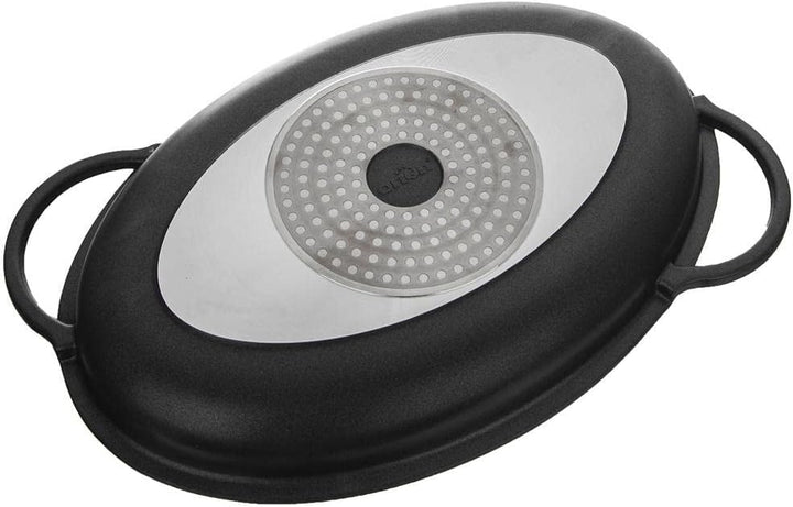 Grillpfanne Bratpfanne mit Deckel tief mit Granitbeschichtung GRANDE AROMA 43x28x6 cm