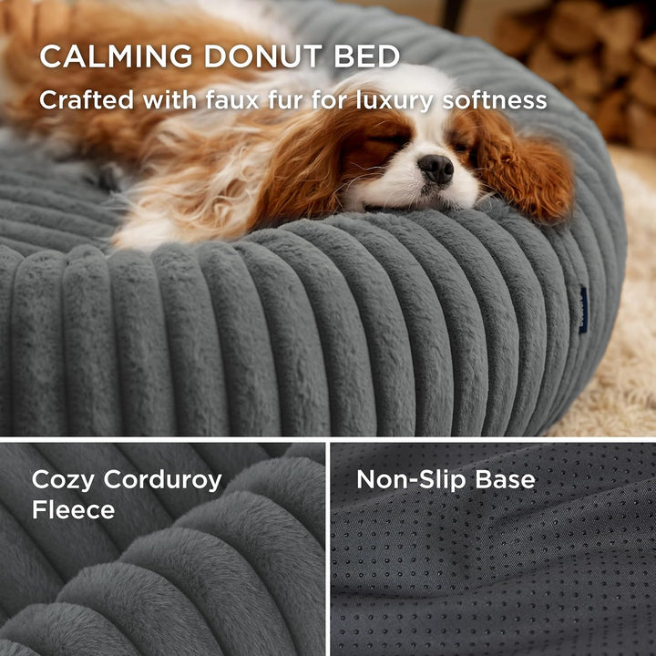 BEDSURE orthopädisches Katzen Bettchen - Flauschiges Donut 51x51x15cm rundes Katzensofa mit waschbar