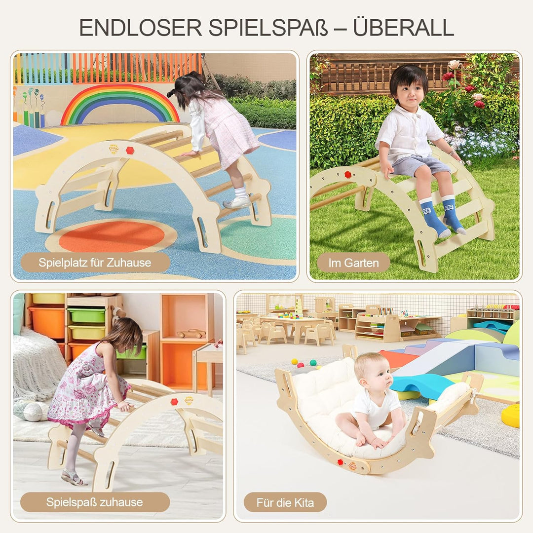 Kletterbogen 2-in-1 Montessori Bogenwippe mit Kissen – Kletterspielzeug für Kleinkinder, Sensoriktis