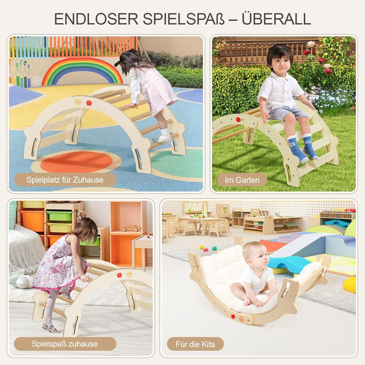 Kletterbogen 2-in-1 Montessori Bogenwippe mit Kissen – Kletterspielzeug für Kleinkinder, Sensoriktis