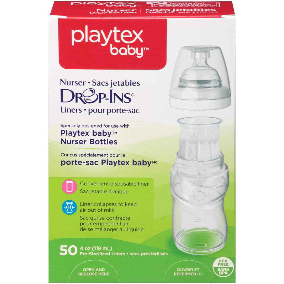Playtex Baby Nurser Drop-Ins Einweg-Einlagen für Babyflaschen, näher an das Stillen, 118 ml, 50 Stüc