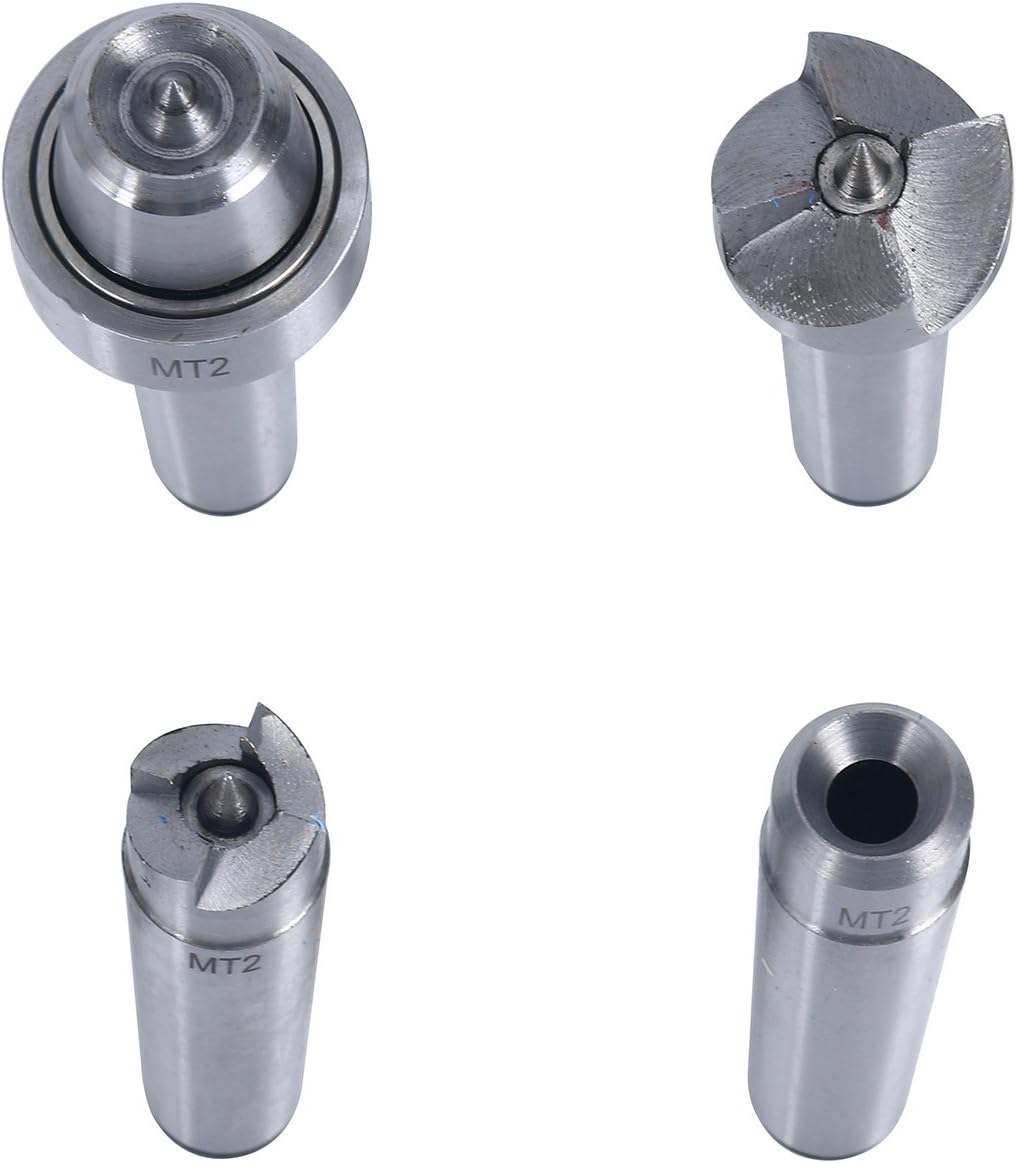 8MILELAKE MT2 Wood Lathe Center Set 4pcs Live Center Drive Spur Cup MT2 Arbor